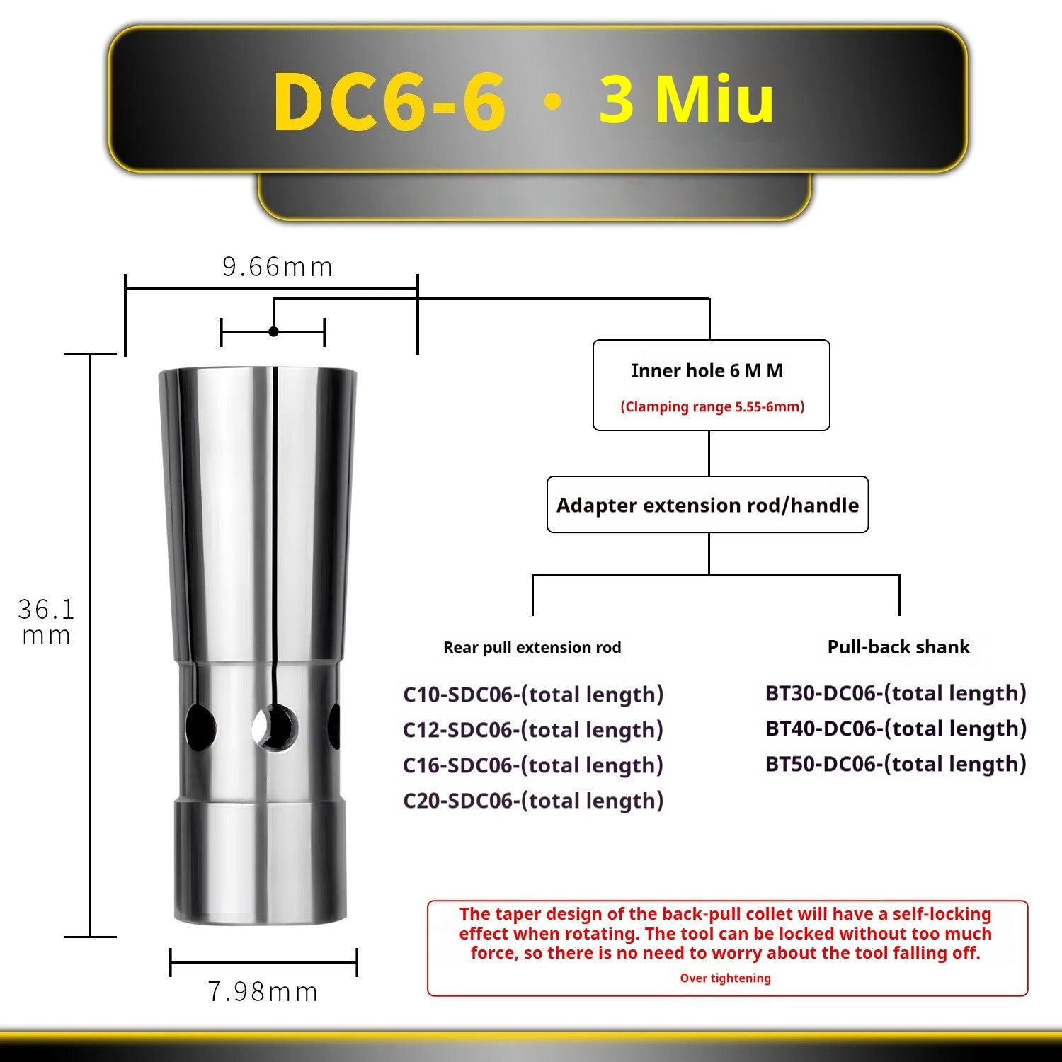 6026 Pull Back Collet DC4 DC6 DC8 DC12 Pull Back Collet Spring Collet Taiwan High Precision Latch Shandong Denso Pricision Tools Co.,Ltd.